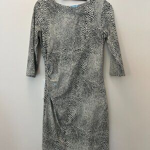 J.McLaughlin women's dress in a black and ivory animal print